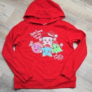 Justice Girls 10 Red Hoodie Santa Cookies Milk Christmas Holiday Sweatshirt